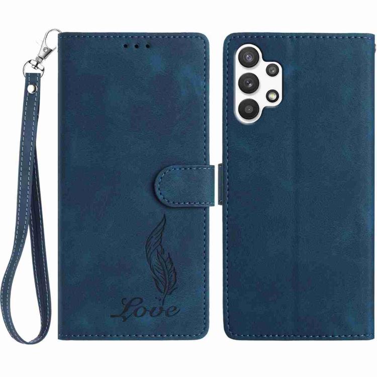 Custodia per telefono in similpelle con effetto piuma goffrato, piacevole al tatto., For Samsung Galaxy A22 5G, For Samsung Galaxy A32 4G, For Samsung Galaxy A72