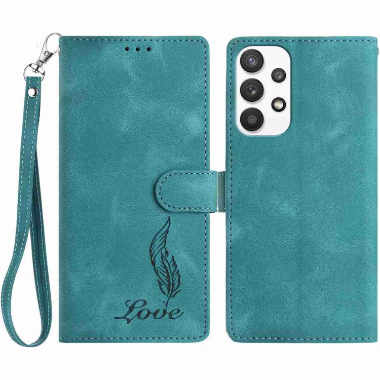 Custodia per telefono in similpelle con effetto piuma goffrato, piacevole al tatto., For Samsung Galaxy A52, For Samsung Galaxy A53, For Samsung Galaxy A32 5G
