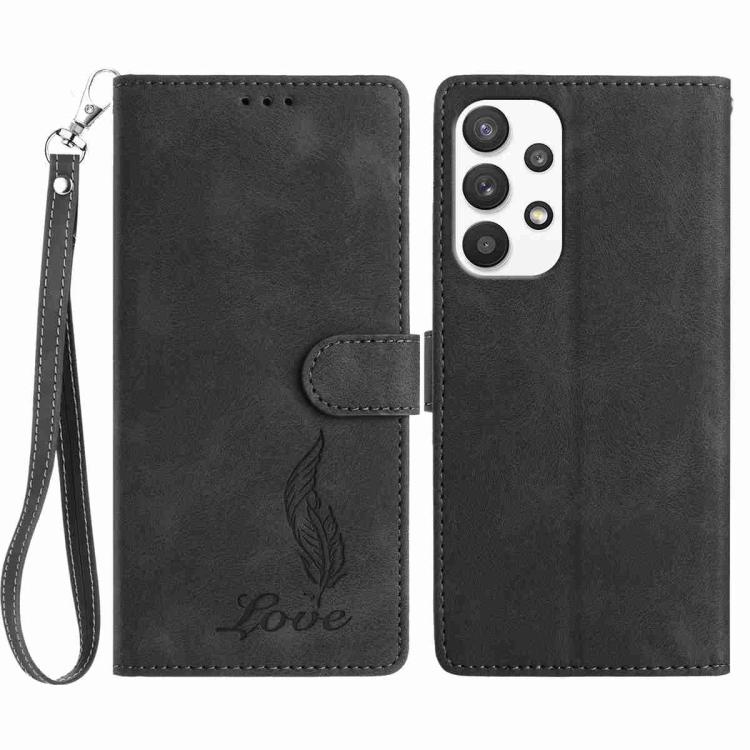 Custodia per telefono in similpelle con effetto piuma goffrato, piacevole al tatto., For Samsung Galaxy A52, For Samsung Galaxy A53, For Samsung Galaxy A32 5G