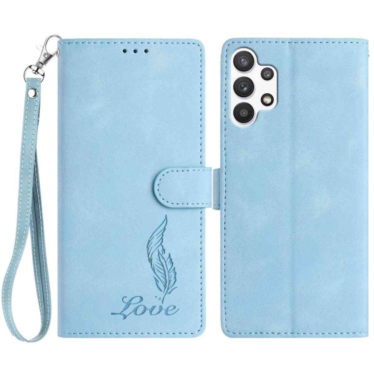 Custodia per telefono in similpelle con effetto piuma goffrato, piacevole al tatto., For Samsung Galaxy A52, For Samsung Galaxy A53, For Samsung Galaxy A32 5G