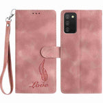 Custodia per telefono in similpelle con effetto piuma goffrato, piacevole al tatto., For Samsung Galaxy A02s