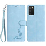 Custodia per telefono in similpelle con effetto piuma goffrato, piacevole al tatto., For Samsung Galaxy A02s
