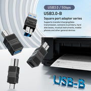USB-B 3.0 Printer / Mobile Hard Drive / Computer Adapter, USB-B Male to USB Male, USB-B Male to USB Female, USB-B Male to Type-C Male, USB-B Male to Type-C Female
