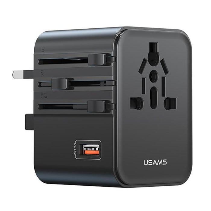 Caricabatterie da viaggio universale USAMS CC309 da 25 W con doppia porta Type-C e USB-A., CC309