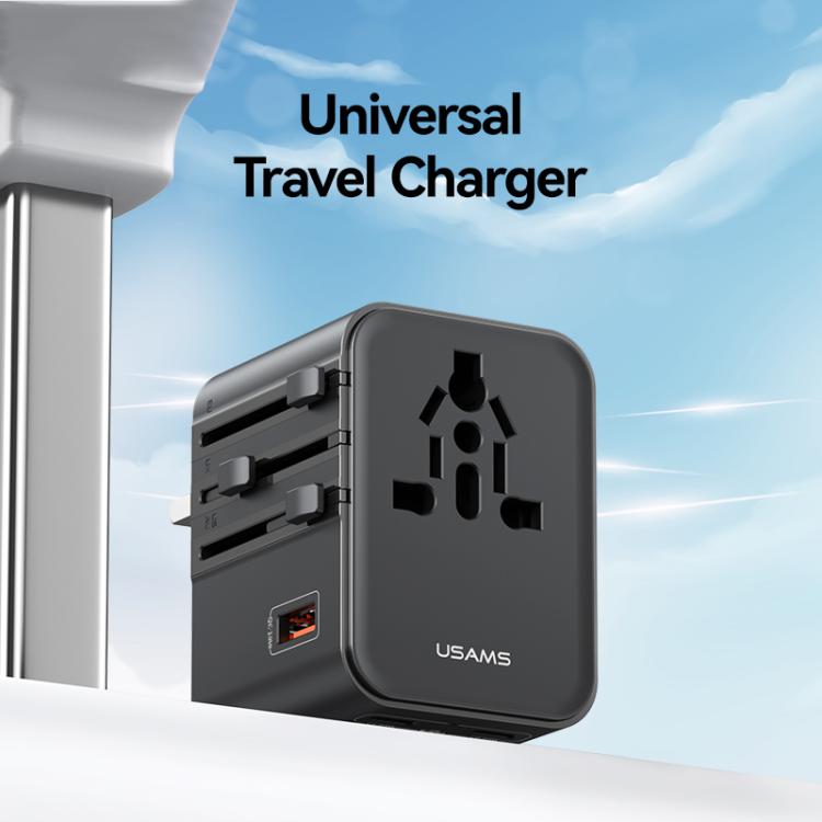 USAMS CC309 25W Dual Type-C and USB-A Ports Universal Travel Charger, CC309