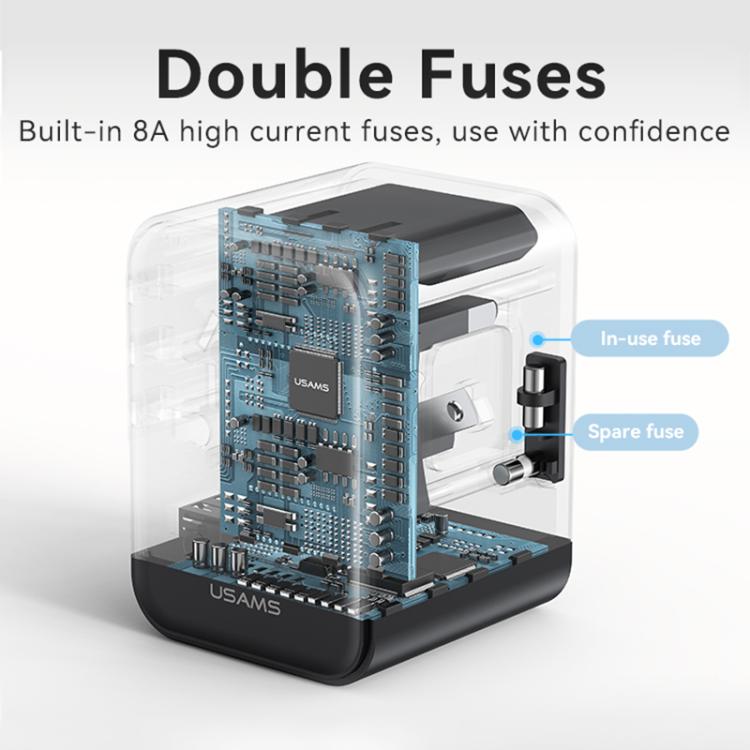 USAMS CC309 25W Dual Type-C and USB-A Ports Universal Travel Charger, CC309