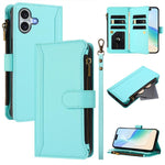 Custodia in pelle con chiusura magnetica, 9 scomparti per carte e cerniera, con cinturino da polso., For iPhone Air, For iPhone 16 Pro Max, For iPhone 16 Pro, For iPhone 16 Plus