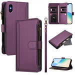 Custodia in pelle con chiusura magnetica, 9 scomparti per carte e cerniera, con cinturino da polso., For iPhone XR, For iPhone XS Max, For iPhone 8 Plus / 7 Plus