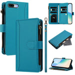 Custodia in pelle con chiusura magnetica, 9 scomparti per carte e cerniera, con cinturino da polso., For iPhone XR, For iPhone XS Max, For iPhone 8 Plus / 7 Plus