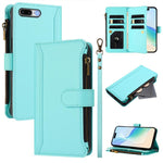 Custodia in pelle con chiusura magnetica, 9 scomparti per carte e cerniera, con cinturino da polso., For iPhone XR, For iPhone XS Max, For iPhone 8 Plus / 7 Plus