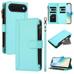 Custodia in pelle con chiusura magnetica, 9 scomparti per carte e cerniera, con cinturino da polso., For iPhone Air, For iPhone 16 Pro Max, For iPhone 16 Pro, For iPhone 16 Plus