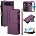 Custodia in pelle con chiusura magnetica, 9 scomparti per carte e cerniera, con cinturino da polso., For iPhone Air, For iPhone 16 Pro Max, For iPhone 16 Pro, For iPhone 16 Plus