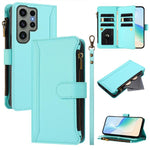 Custodia in pelle con chiusura magnetica, 9 scomparti per carte e cerniera, con cinturino da polso., For Samsung Galaxy S24 FE 5G, For Samsung Galaxy S24 Ultra 5G, For Samsung Galaxy S23 FE 5G, For Samsung Galaxy S23 Ultra 5G