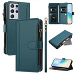 Custodia in pelle con chiusura magnetica, 9 scomparti per carte e cerniera, con cinturino da polso., For Samsung Galaxy S21+ 5G, For Samsung Galaxy S21 Ultra 5G