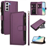 Custodia in pelle con chiusura magnetica, 9 scomparti per carte e cerniera, con cinturino da polso., For Samsung Galaxy S21+ 5G, For Samsung Galaxy S21 Ultra 5G