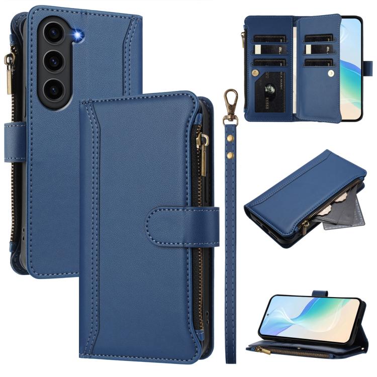 Custodia in pelle con chiusura magnetica, 9 scomparti per carte e cerniera, con cinturino da polso., For Samsung Galaxy S24 FE 5G, For Samsung Galaxy S24 Ultra 5G, For Samsung Galaxy S23 FE 5G, For Samsung Galaxy S23 Ultra 5G