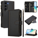 Custodia in pelle con chiusura magnetica, 9 scomparti per carte e cerniera, con cinturino da polso., For Samsung Galaxy S24 FE 5G, For Samsung Galaxy S24 Ultra 5G, For Samsung Galaxy S23 FE 5G, For Samsung Galaxy S23 Ultra 5G
