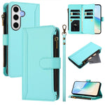 Custodia in pelle con chiusura magnetica, 9 scomparti per carte e cerniera, con cinturino da polso., For Samsung Galaxy S24 FE 5G, For Samsung Galaxy S24 Ultra 5G, For Samsung Galaxy S23 FE 5G, For Samsung Galaxy S23 Ultra 5G