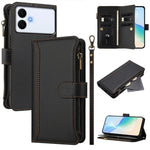 Custodia in pelle con chiusura magnetica, 9 scomparti per carte e cerniera, con cinturino da polso., For Samsung Galaxy S26+ 5G, For Samsung Galaxy S26 Edge 5G, For Samsung Galaxy S26 Ultra 5G, For Samsung Galaxy S26 5G