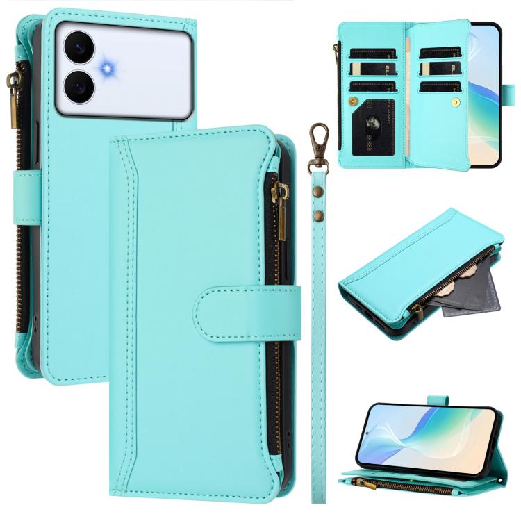 Custodia in pelle con chiusura magnetica, 9 scomparti per carte e cerniera, con cinturino da polso., For Samsung Galaxy S26+ 5G, For Samsung Galaxy S26 Edge 5G, For Samsung Galaxy S26 Ultra 5G, For Samsung Galaxy S26 5G
