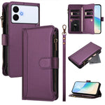 Custodia in pelle con chiusura magnetica, 9 scomparti per carte e cerniera, con cinturino da polso., For Samsung Galaxy S26+ 5G, For Samsung Galaxy S26 Edge 5G, For Samsung Galaxy S26 Ultra 5G, For Samsung Galaxy S26 5G