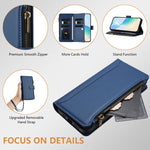 Custodia in pelle con chiusura magnetica, 9 scomparti per carte e cerniera, con cinturino da polso., For Samsung Galaxy S26+ 5G, For Samsung Galaxy S26 Edge 5G, For Samsung Galaxy S26 Ultra 5G, For Samsung Galaxy S26 5G