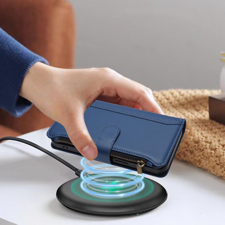 Custodia in pelle con chiusura magnetica, 9 scomparti per carte e cerniera, con cinturino da polso., For Samsung Galaxy S26+ 5G, For Samsung Galaxy S26 Edge 5G, For Samsung Galaxy S26 Ultra 5G, For Samsung Galaxy S26 5G