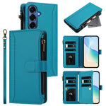 Custodia in pelle con chiusura magnetica, 9 scomparti per carte e cerniera, con cinturino da polso., For Samsung Galaxy S26+ 5G, For Samsung Galaxy S26 Edge 5G, For Samsung Galaxy S26 Ultra 5G, For Samsung Galaxy S26 5G
