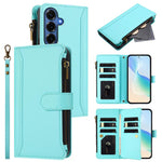 Custodia in pelle con chiusura magnetica, 9 scomparti per carte e cerniera, con cinturino da polso., For Samsung Galaxy S26+ 5G, For Samsung Galaxy S26 Edge 5G, For Samsung Galaxy S26 Ultra 5G, For Samsung Galaxy S26 5G