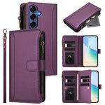 Custodia in pelle con chiusura magnetica, 9 scomparti per carte e cerniera, con cinturino da polso., For Samsung Galaxy S26+ 5G, For Samsung Galaxy S26 Edge 5G, For Samsung Galaxy S26 Ultra 5G, For Samsung Galaxy S26 5G
