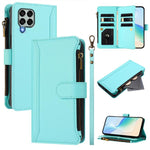 Custodia in pelle con chiusura magnetica, 9 scomparti per carte e cerniera, con cinturino da polso., For Samsung Galaxy M54 / F54 5G, For Samsung Galaxy M14 5G, For Samsung Galaxy M53 5G, For Samsung Galaxy M33 5G