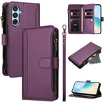 Custodia in pelle con chiusura magnetica, 9 scomparti per carte e cerniera, con cinturino da polso., For Samsung Galaxy M52 5G, For Samsung Galaxy M32 4G / M22, For Samsung Galaxy M62 / F62 4G