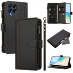Custodia in pelle con chiusura magnetica, 9 scomparti per carte e cerniera, con cinturino da polso., For Samsung Galaxy M54 / F54 5G, For Samsung Galaxy M14 5G, For Samsung Galaxy M53 5G, For Samsung Galaxy M33 5G
