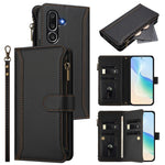 Custodia in pelle con chiusura magnetica, 9 scomparti per carte e cerniera, con cinturino da polso., For Samsung Galaxy M56 5G, For Samsung Galaxy M16 / F16 5G, For Samsung Galaxy M06 / F06 5G, For Samsung Galaxy M35 5G