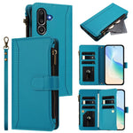 Custodia in pelle con chiusura magnetica, 9 scomparti per carte e cerniera, con cinturino da polso., For Samsung Galaxy M56 5G, For Samsung Galaxy M16 / F16 5G, For Samsung Galaxy M06 / F06 5G, For Samsung Galaxy M35 5G