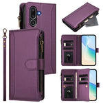 Custodia in pelle con chiusura magnetica, 9 scomparti per carte e cerniera, con cinturino da polso., For Samsung Galaxy M56 5G, For Samsung Galaxy M16 / F16 5G, For Samsung Galaxy M06 / F06 5G, For Samsung Galaxy M35 5G