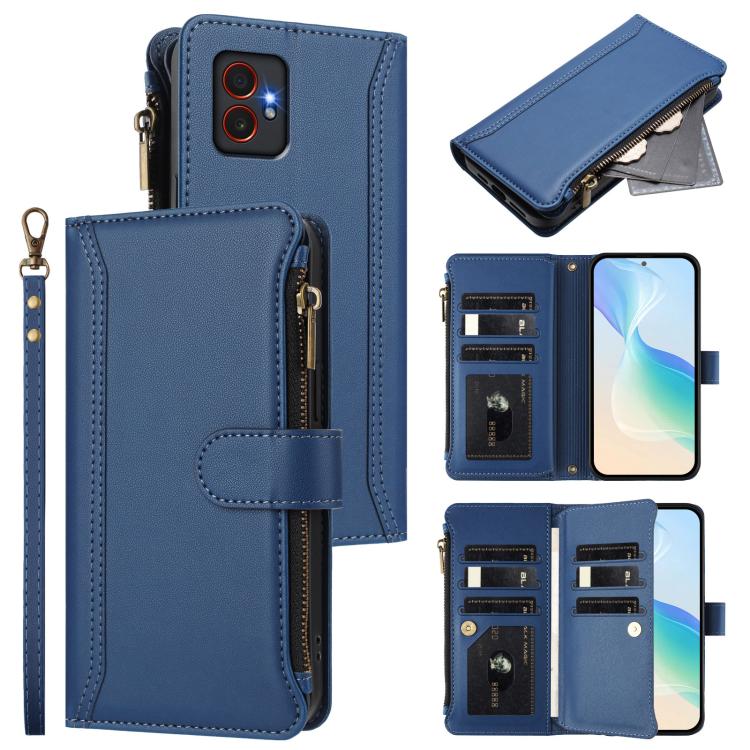 Custodia in pelle con chiusura magnetica, 9 scomparti per carte e cerniera, con cinturino da polso., For Samsung Galaxy M55 / C55 5G, For Samsung Galaxy Xcover7 Pro, For Samsung Galaxy M15 / F15 5G, For Samsung Galaxy M34 / F34 5G