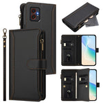Custodia in pelle con chiusura magnetica, 9 scomparti per carte e cerniera, con cinturino da polso., For Samsung Galaxy M55 / C55 5G, For Samsung Galaxy Xcover7 Pro, For Samsung Galaxy M15 / F15 5G, For Samsung Galaxy M34 / F34 5G