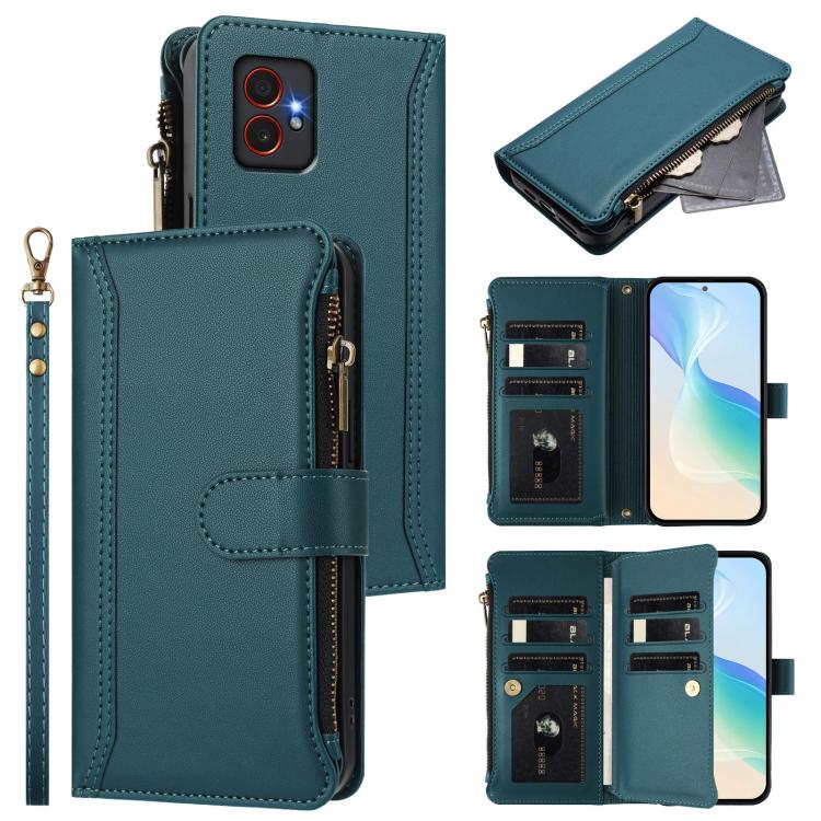 Custodia in pelle con chiusura magnetica, 9 scomparti per carte e cerniera, con cinturino da polso., For Samsung Galaxy M55 / C55 5G, For Samsung Galaxy Xcover7 Pro, For Samsung Galaxy M15 / F15 5G, For Samsung Galaxy M34 / F34 5G
