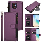 Custodia in pelle con chiusura magnetica, 9 scomparti per carte e cerniera, con cinturino da polso., For Samsung Galaxy M55 / C55 5G, For Samsung Galaxy Xcover7 Pro, For Samsung Galaxy M15 / F15 5G, For Samsung Galaxy M34 / F34 5G