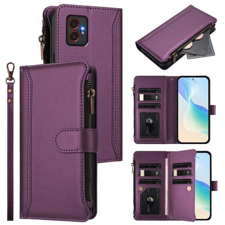 Custodia in pelle con chiusura magnetica, 9 scomparti per carte e cerniera, con cinturino da polso., For Samsung Galaxy M55 / C55 5G, For Samsung Galaxy Xcover7 Pro, For Samsung Galaxy M15 / F15 5G, For Samsung Galaxy M34 / F34 5G