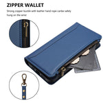 Custodia in pelle con chiusura magnetica, 9 scomparti per carte e cerniera, con cinturino da polso., For Samsung Galaxy XCover 7 Pro, For Samsung Galaxy XCover 7, For Samsung Galaxy XCover6 Pro, For Samsung Galaxy XCover 5