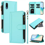 Custodia in pelle con chiusura magnetica, 9 scomparti per carte e cerniera, con cinturino da polso., For Samsung Galaxy A42 5G / M42 5G, For Samsung Galaxy A32 4G, For Samsung Galaxy A02 / M02, For Samsung Galaxy A72 5G / 4G