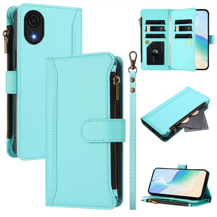 Custodia in pelle con chiusura magnetica, 9 scomparti per carte e cerniera, con cinturino da polso., For Samsung Galaxy A24 4G, For Samsung Galaxy A23 5G / 4G / M23, For Samsung Galaxy A32 5G / M32 5G, For Samsung Galaxy A04 Core / A03 Core