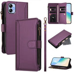 Custodia in pelle con chiusura magnetica, 9 scomparti per carte e cerniera, con cinturino da polso., For Samsung Galaxy A04e / F04 / M04 4G, For Samsung Galaxy A14 5G / 4G, For Samsung Galaxy A34 5G, For Samsung Galaxy A54 5G