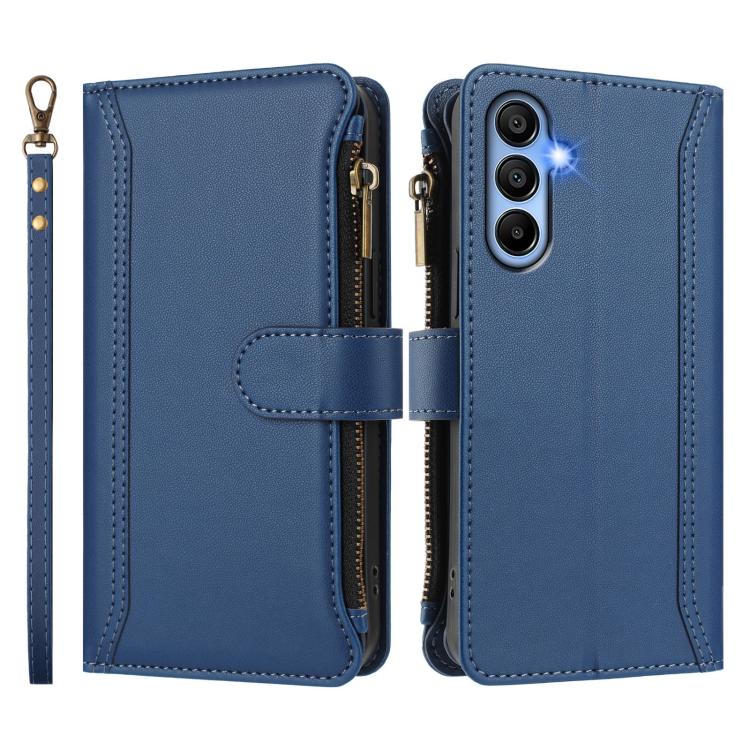 Custodia in pelle con chiusura magnetica, 9 scomparti per carte e cerniera, con cinturino da polso., For Samsung Galaxy A15 5G / 4G, For Samsung Galaxy A55 5G, For Samsung Galaxy A35 5G, For Samsung Galaxy A25 5G