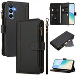 Custodia in pelle con chiusura magnetica, 9 scomparti per carte e cerniera, con cinturino da polso., For Samsung Galaxy A15 5G / 4G, For Samsung Galaxy A55 5G, For Samsung Galaxy A35 5G, For Samsung Galaxy A25 5G