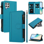 Custodia in pelle con chiusura magnetica, 9 scomparti per carte e cerniera, con cinturino da polso., For Samsung Galaxy A03s 164mm, For Samsung Galaxy A03s 166mm, For Samsung Galaxy A03s 165.8mm, For Samsung Galaxy A22 4G