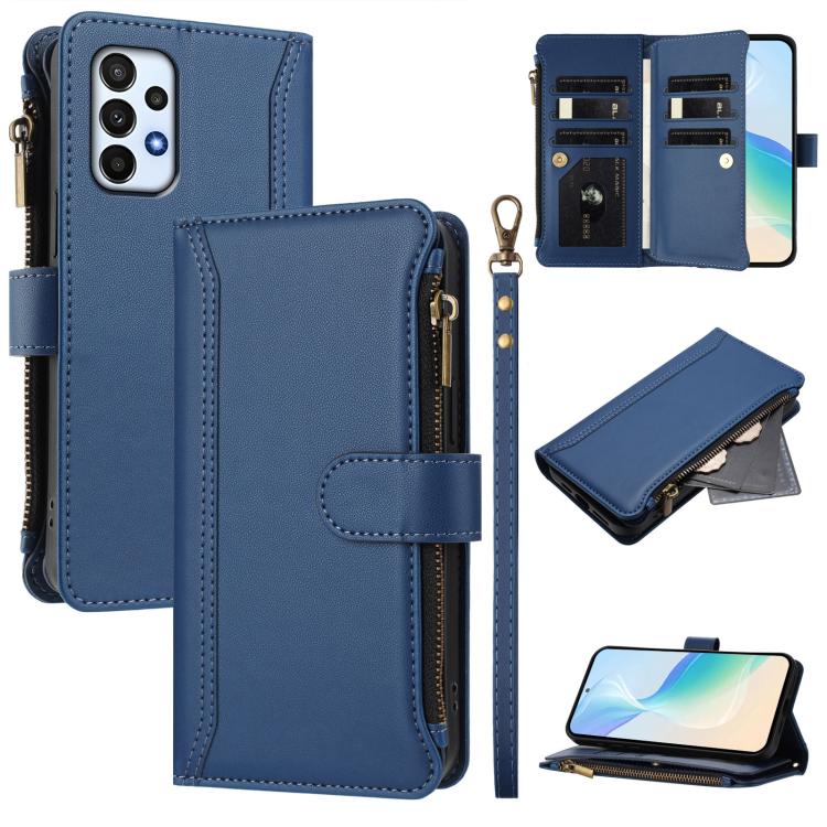 Custodia in pelle con chiusura magnetica, 9 scomparti per carte e cerniera, con cinturino da polso., For Samsung Galaxy A24 4G, For Samsung Galaxy A23 5G / 4G / M23, For Samsung Galaxy A32 5G / M32 5G, For Samsung Galaxy A04 Core / A03 Core