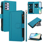 Custodia in pelle con chiusura magnetica, 9 scomparti per carte e cerniera, con cinturino da polso., For Samsung Galaxy A24 4G, For Samsung Galaxy A23 5G / 4G / M23, For Samsung Galaxy A32 5G / M32 5G, For Samsung Galaxy A04 Core / A03 Core